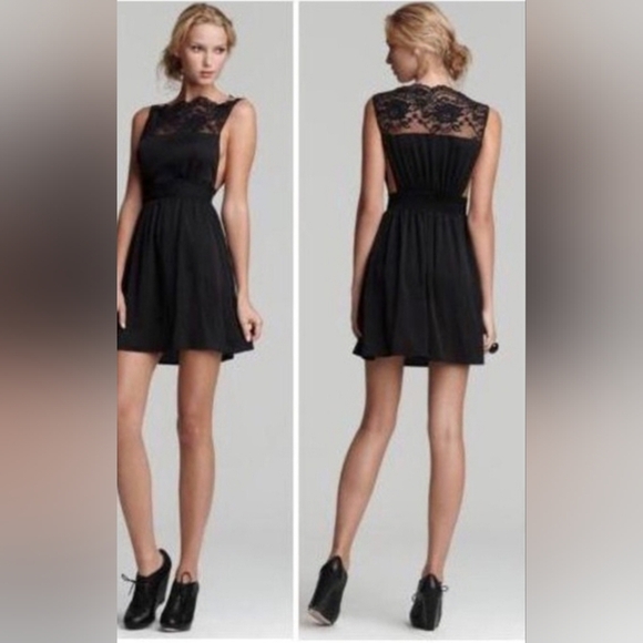 Free People Black Lace Mini Dress Tea For Two Size Xs - Picture 1 of 8
